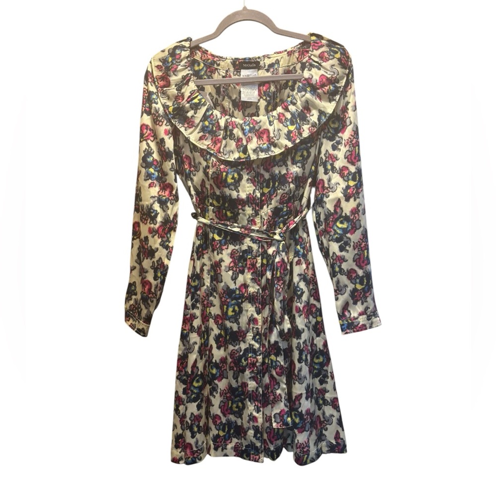 Max & C Floral Print Skirt in Cream, Pink, Blue, Yellow, Black SZ 2 vintage